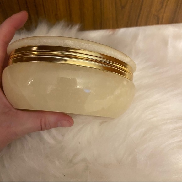 Vintage handmade alabaster floral round jewellery knickknack trinket ‎ container - Picture 8 of 13